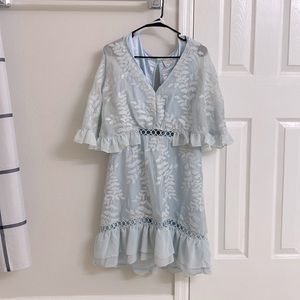 Selfie Leslie XL baby blue lace cape dress NWT